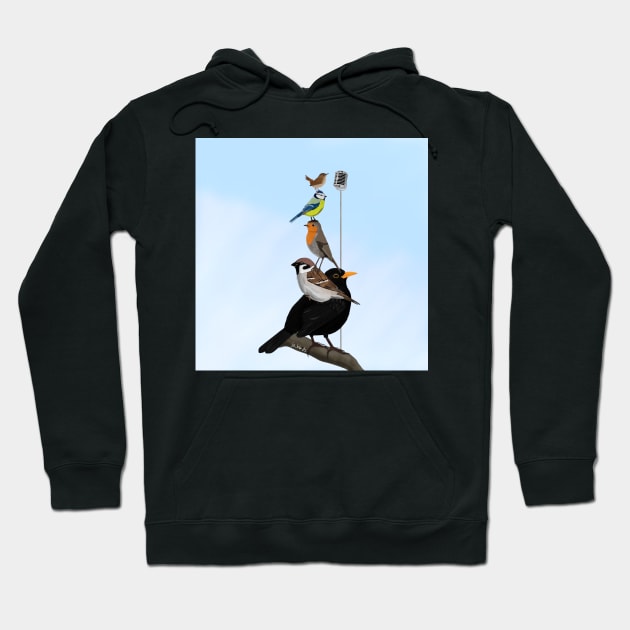 The Backyard Birds Bird Illustration Hoodie by jzbirds